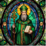 St Patrick Irish Patron Saint Stained Glass Cutout<br><div class="desc">"st patrick irish saint", "patron saint of ireland", "dark emerald green", "christian stained glass art", "holy sacred christianity religion", "religious priest pope man", "catholic church father confirmation"</div>
