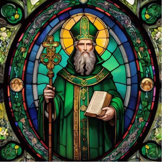 St Patrick Irish Patron Saint Stained Glass Cutout (Front)