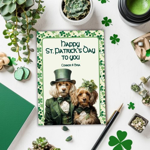 St Patrick Irish Paws Duo Dog                     Holiday Card