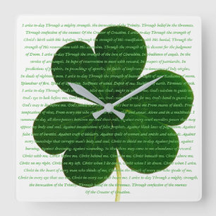 St. Patrick Irish Poem The Deer's Cry Shamrock Square Wall Clock