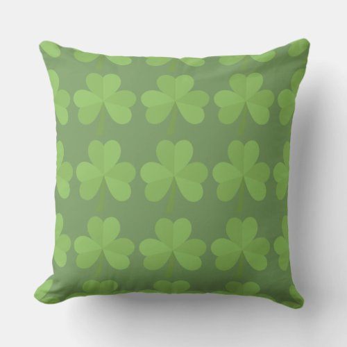 St Patrick Irish Shamrock Clovers Green Pattern Outdoor Pillow