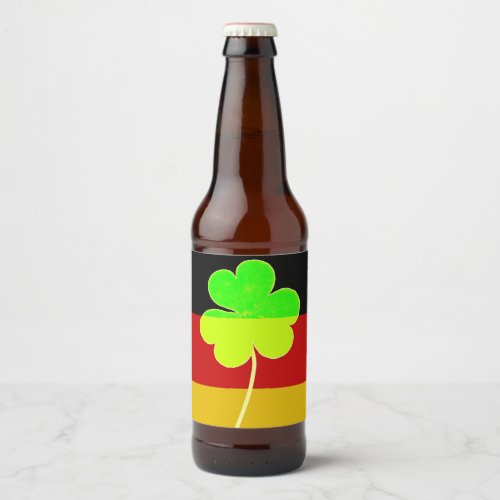 St Patrick Irish Shamrock German Flag Funny Beer Bottle Label