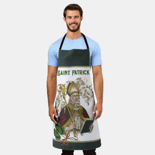 St. Patrick Irish Shamrocks Green Gold Catholic  A Apron