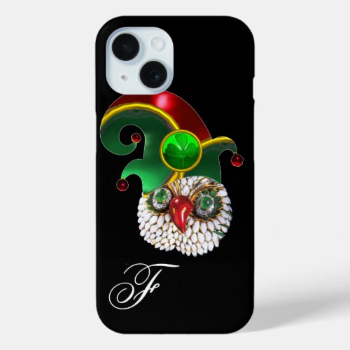 ST PATRICK JEWEL OWL AND  ELF HAT WITH SHAMROCK iPhone 15 CASE