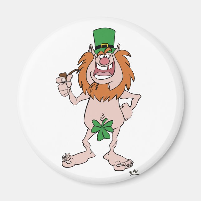 St Patrick Leprechaun (and Shamrock) Fridge magnet (Front)