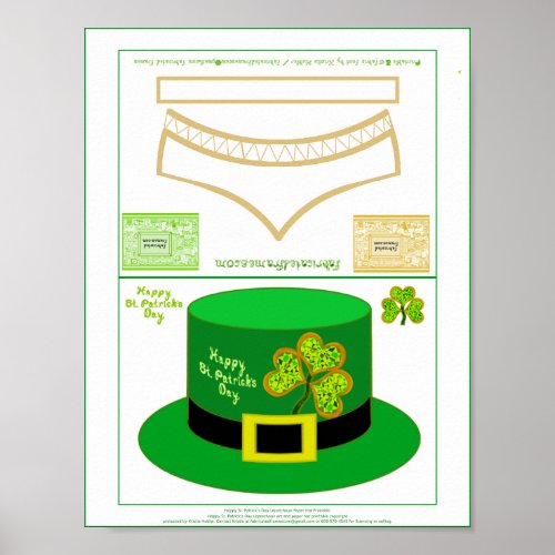 St Patrick Leprechaun Card Party Hat pdf Poster