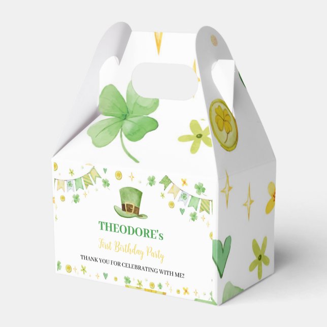 St. Patrick Lucky One Favor Box Birthday Party (Front Side)
