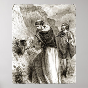 St. Patrick marking Connal's shield with the Cross Poster