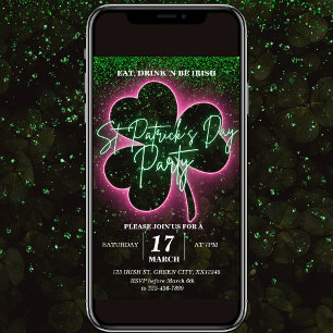 St Patrick Neon Green and Pink Flyer Invitation