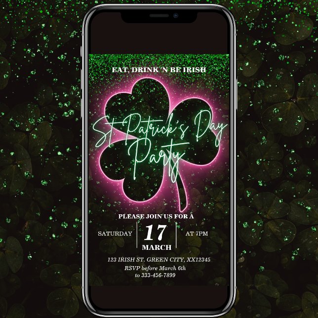 St Patrick Neon Green and Pink Flyer Invitation (Creator Uploaded)