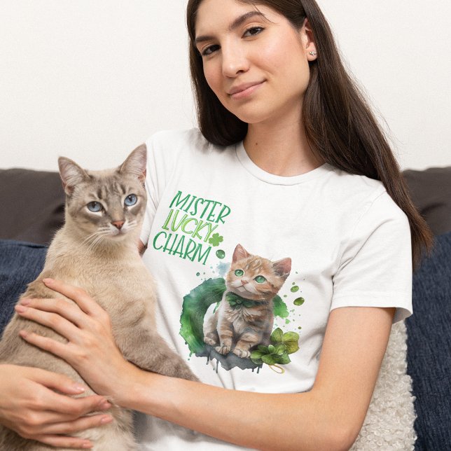 St Patrick Orange Kitten Mister Lucky Charm Tri-Blend Shirt (Creator Uploaded)