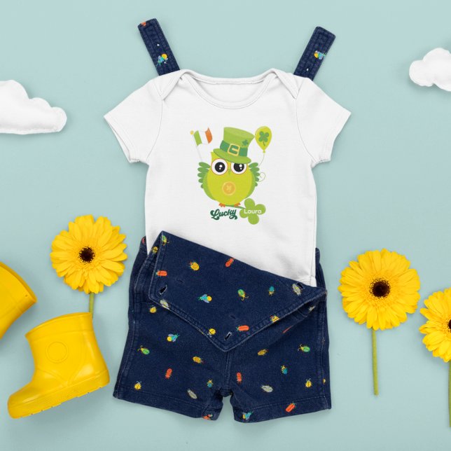 St Patrick Owl Leprechaun Hat Irish Flag Green Fun Baby T-Shirt (Creator Uploaded)