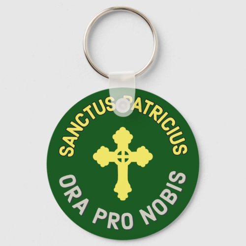 St Patrick Pray For Us Latin Mass Catholic Green Keychain