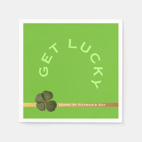 St Patrick Real 4 Leaf Clover Get Lucky Green PN Napkins