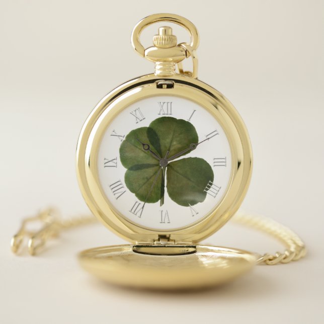 St Patrick Real 4 Leaf Clover Get Lucky Watch (Inside)