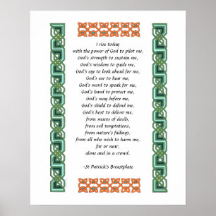 St. Patrick’s Breastplate Prayer Green Celtic Knot Poster
