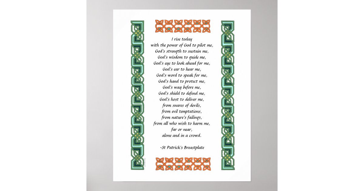 St. Patrick’s Breastplate Prayer Green Celtic Knot Poster | Zazzle