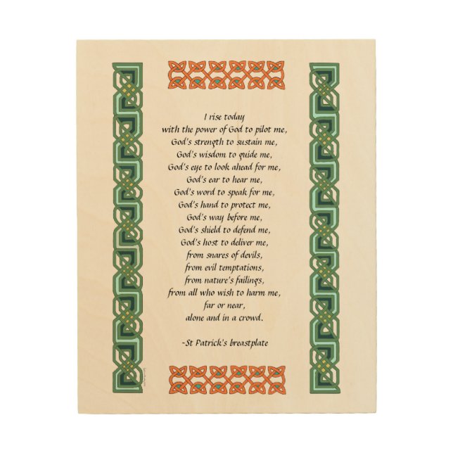 St. Patrick’s Breastplate Prayer Green Celtic Knot Wood Wall Art (Front)