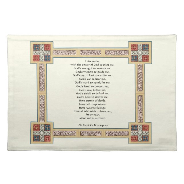 St. Patrick’s Breastplate Prayer with Celtic Knots Cloth Placemat (Front)