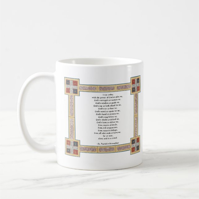 St. Patrick’s Breastplate Prayer with Celtic Knots Coffee Mug (Left)