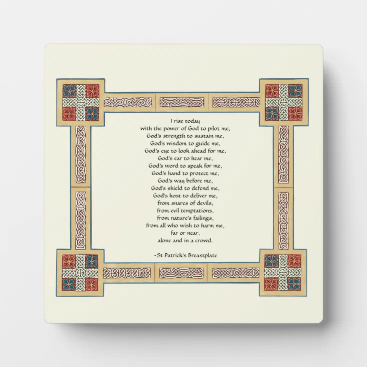 St. Patrick’s Breastplate Prayer with Celtic Knots Plaque | Zazzle