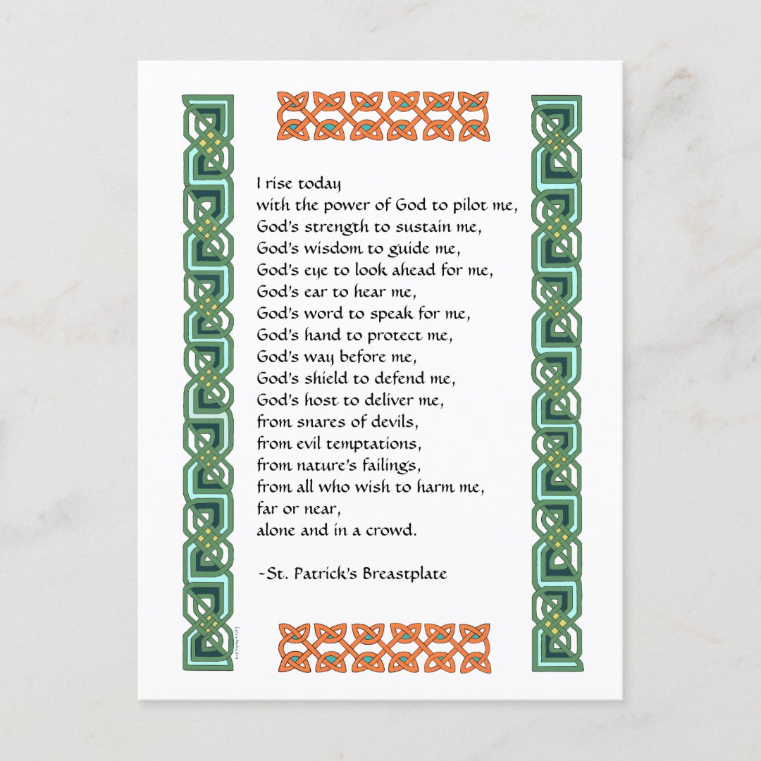 St. Patrick’s Breastplate Prayer with Celtic Knots Postcard | Zazzle