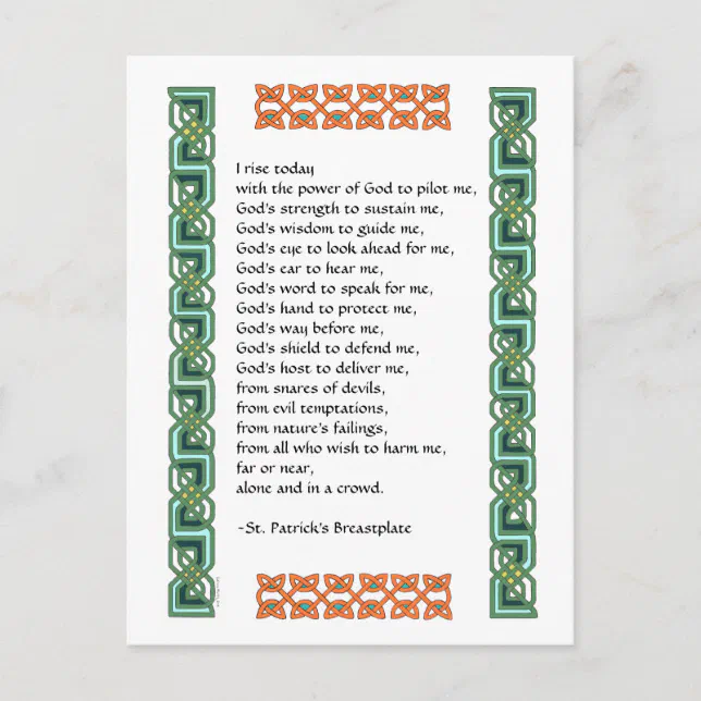 St. Patrick’s Breastplate Prayer with Celtic Knots Postcard | Zazzle