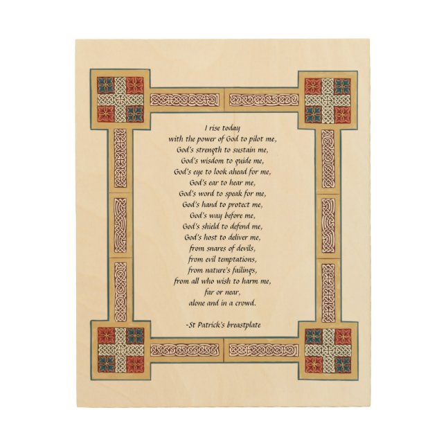 St. Patrick’s Breastplate Prayer with Celtic Knots Wood Wall Art (Front)