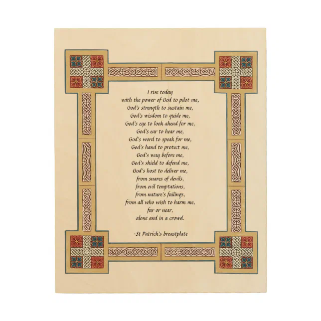 St. Patrick’s Breastplate Prayer with Celtic Knots Wood Wall Art | Zazzle