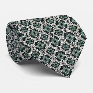 St.  Patrick’s Day Abstract 4-Leaf Clover Pattern  Neck Tie