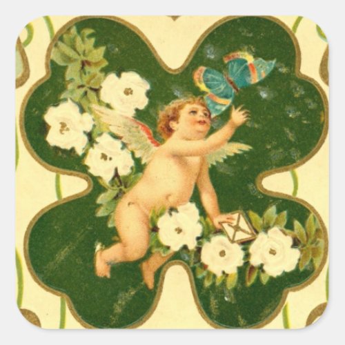 St Patricks Day Art Nouveau Angel _ Sticker
