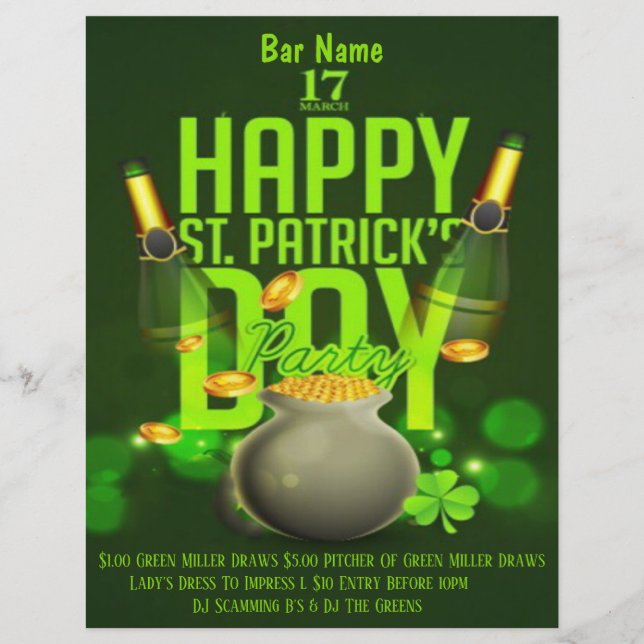 St. Patrick’s Day Bar Party Event Flyer (Front)