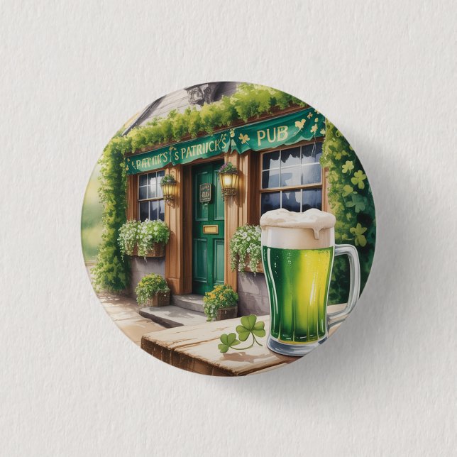 St Patrick’s Day Bar Pub Party Button (Front)