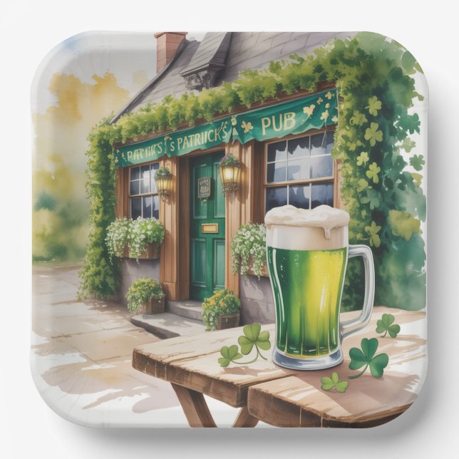 St Patrick’s Day Bar Pub Party Paper Plates (Front)
