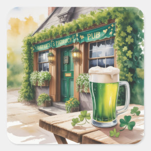 St Patrick’s Day Bar Pub Party Square Sticker