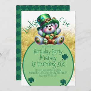 St.Patrick’s Day Bear Birthday Lucky One Invitation