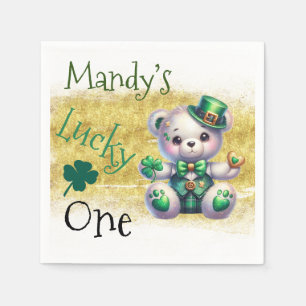 St.Patrick’s Day Bear Faux Gold Birthday Lucky One Napkins