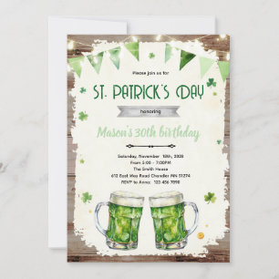 St Patrick’s Day beer birthday invite