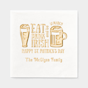 St Patrick’s Day, Beer, Eat Drink Be Irish Foil Napkins