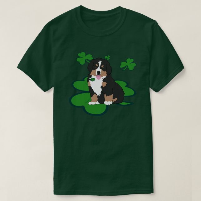 St. Patrick’s Day Bernese Mountain Dog T-Shirt (Design Front)