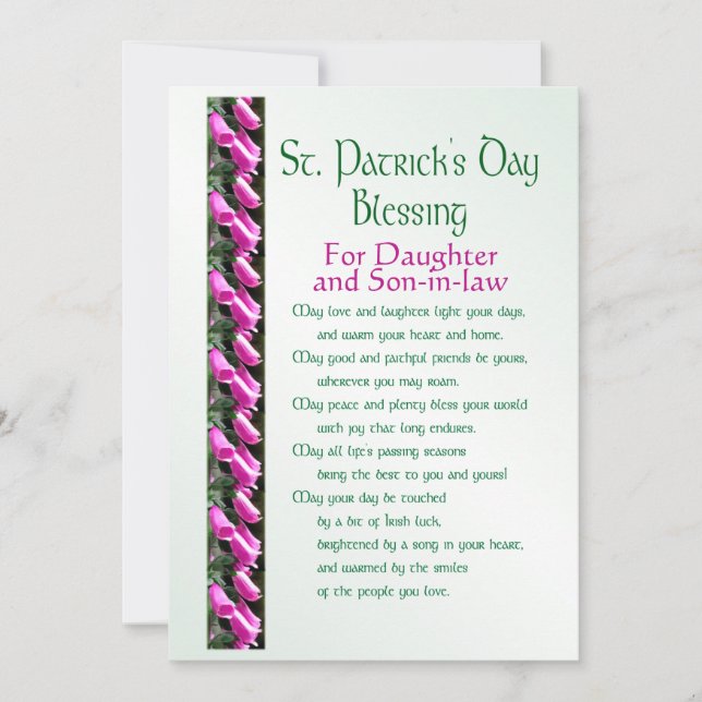 St. Patrick’s Day Bless for Daughter & Son-in-law  Holiday Card (Front)