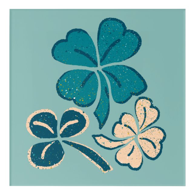 St. Patrick`s day Clover Shamrock Drawing Acrylic Print (Front)