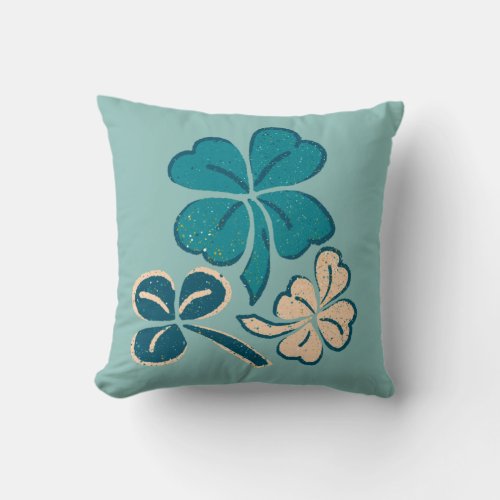 St Patricks day Clover Shamrock Drawing Throw Pillow