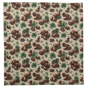 St. Patrick’s Day Coffee & Shamrock Pattern Cloth Napkin