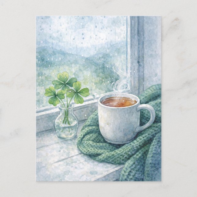 St. Patrick’s Day Cozy Tea Postcard (Front)