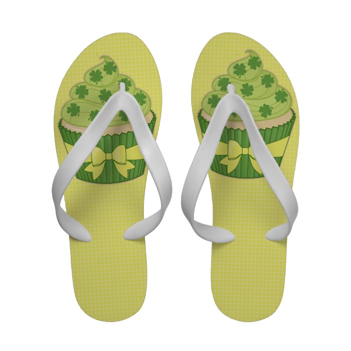 St Patrick’s Day Cupcake on Gingham Flip Flops