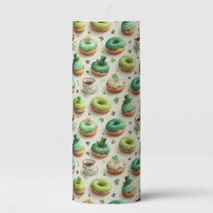 St. Patrick’s Day Donuts & Coffee Watercolor Pillar Candle