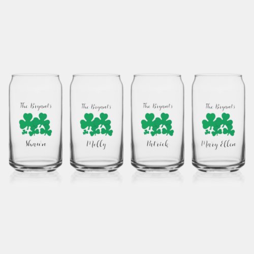 St Patrickâs Day Family Personalized Design  Can Glass
