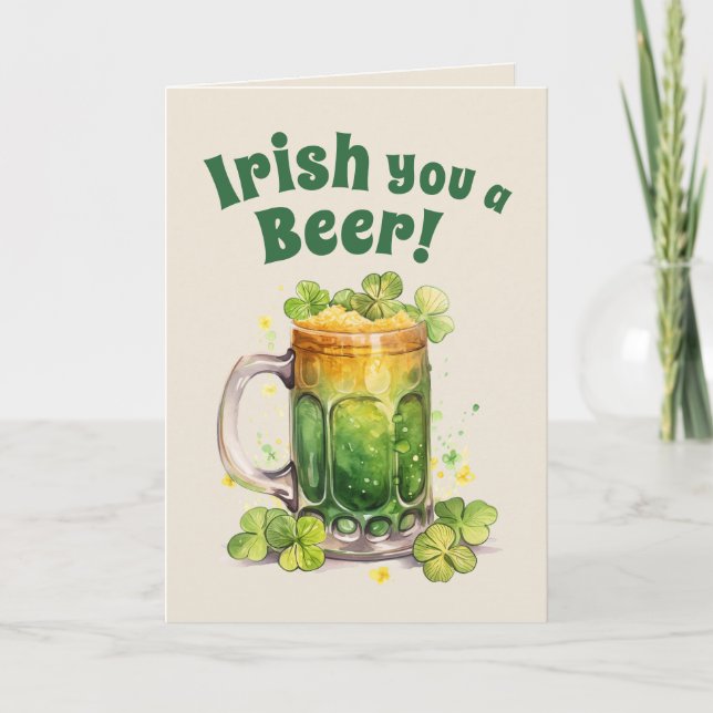 St. Patrick’s Day Funny Beer Mug Card– Irish Luck Card (Front)