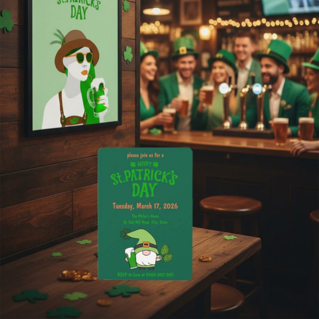St. Patrick’s Day Gnome Green Invitation (Creator Uploaded)